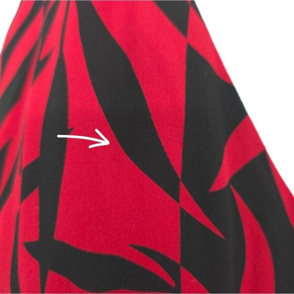 Y2k Donna Ricco 100% Silk Babydoll Halter Dress Red Black Ruffle Hem Open Back - Picture 14 of 16